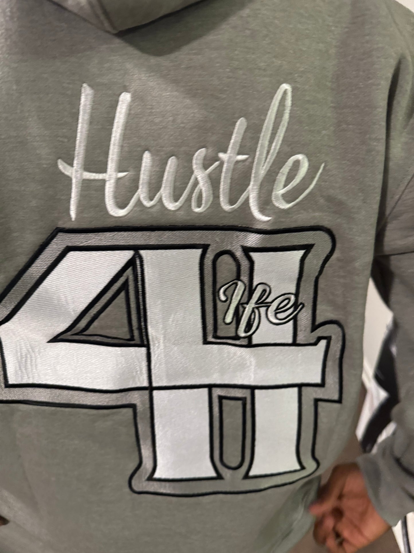 Grey “Hustle4life” Hoodie Set