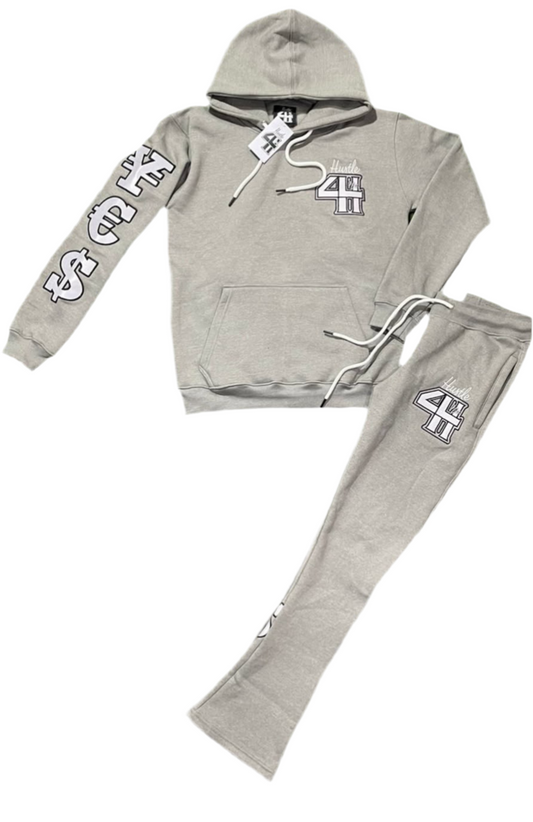 Grey “Hustle4life” Hoodie Set