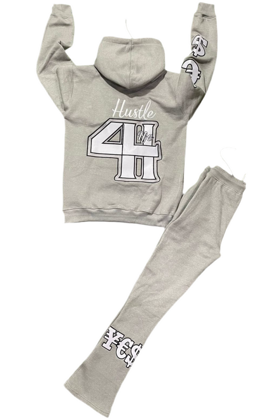 Grey “Hustle4life” Hoodie Set
