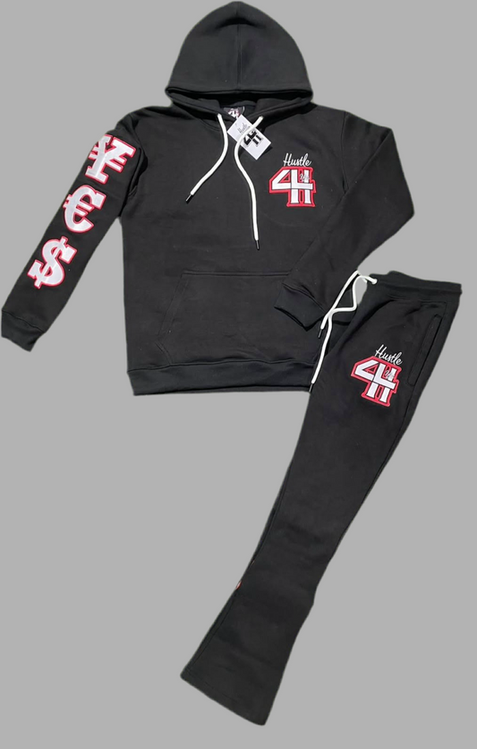 Black “ Hustle4life“ Hoodie Set
